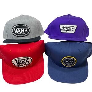 Vans Off The Wall Hats Snapback Gray Purple Blue Red Cap Patch Logo Lot of 4 New